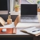 Free A stylish and contemporary home office setup with laptop and desk accessories. Stock Photo